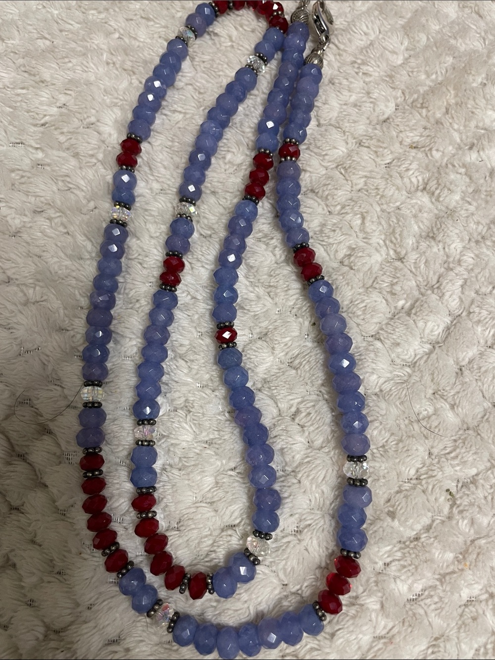 Sterling Lavender amethyst Red gemstone Beaded Necklace - new